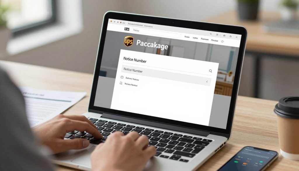 UPS notice number search and package tracking options