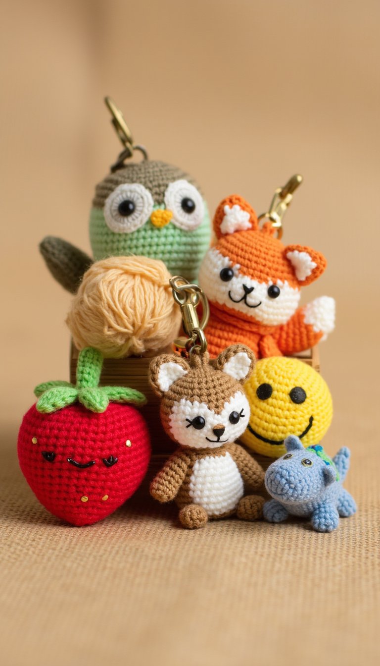 7. Tiny Amigurumi Keychains: Personality in Miniature