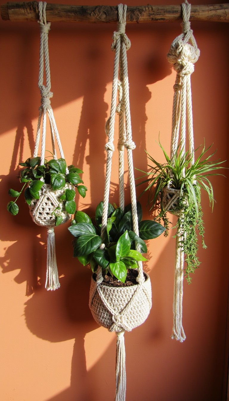 2. Boho-Inspired Macramé-Style Plant Hangers