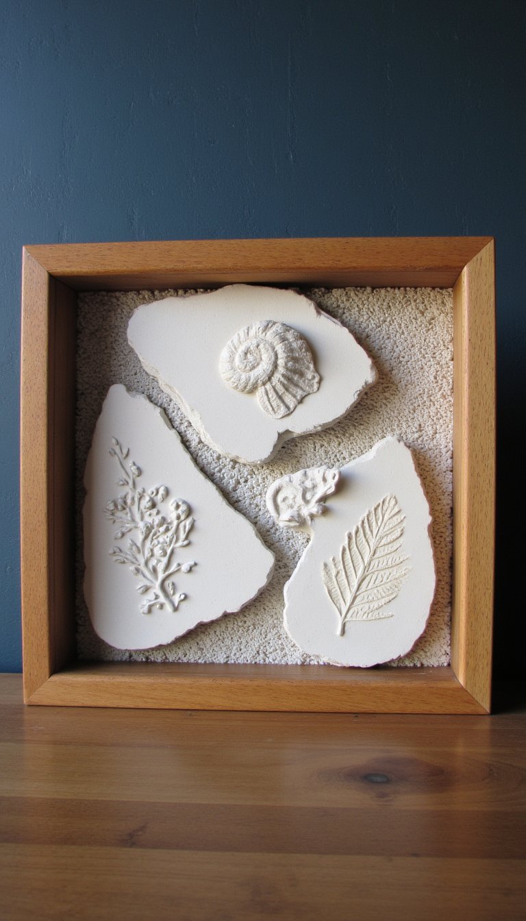 18. Framed Clay "Fossil" Art