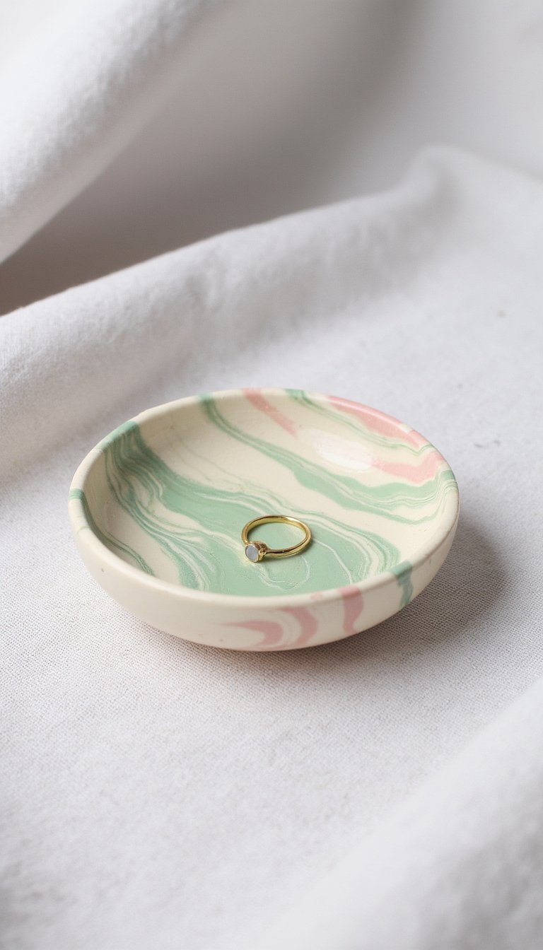 8. Pastel Marbled Ring Dishes