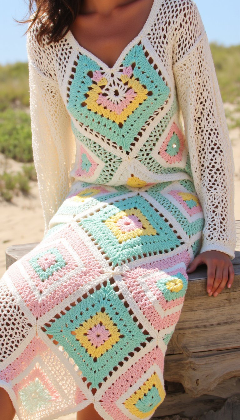 8. Granny Square Beach Cover-Up