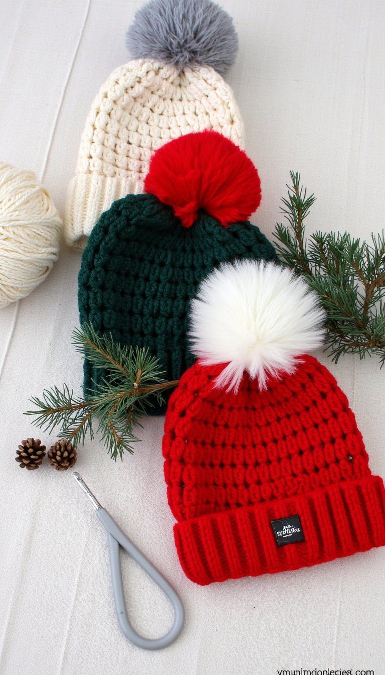 4. Ridiculously Easy Pom-Pom Beanies