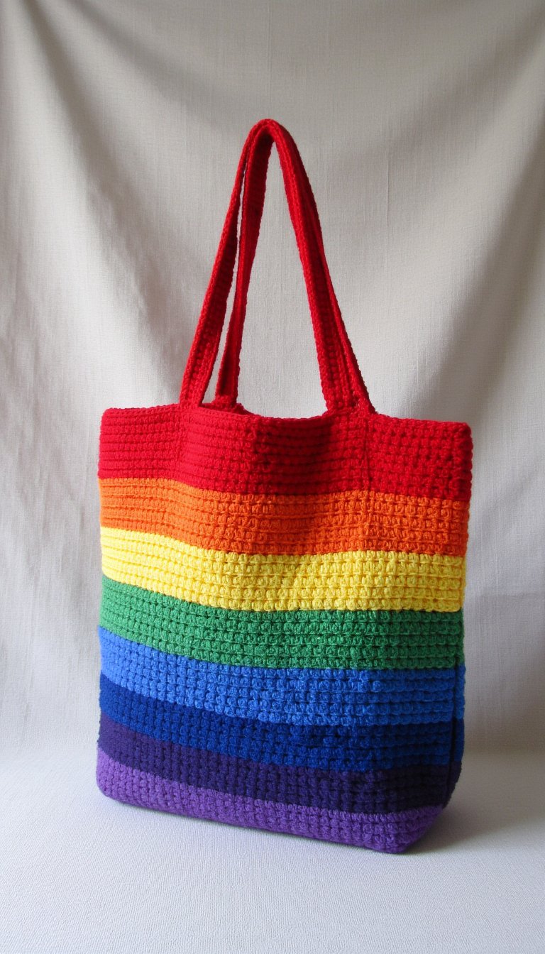 4. A Bold Striped Rainbow Tote Bag