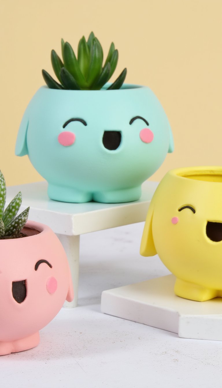 15. Kawaii Face Planter Pots