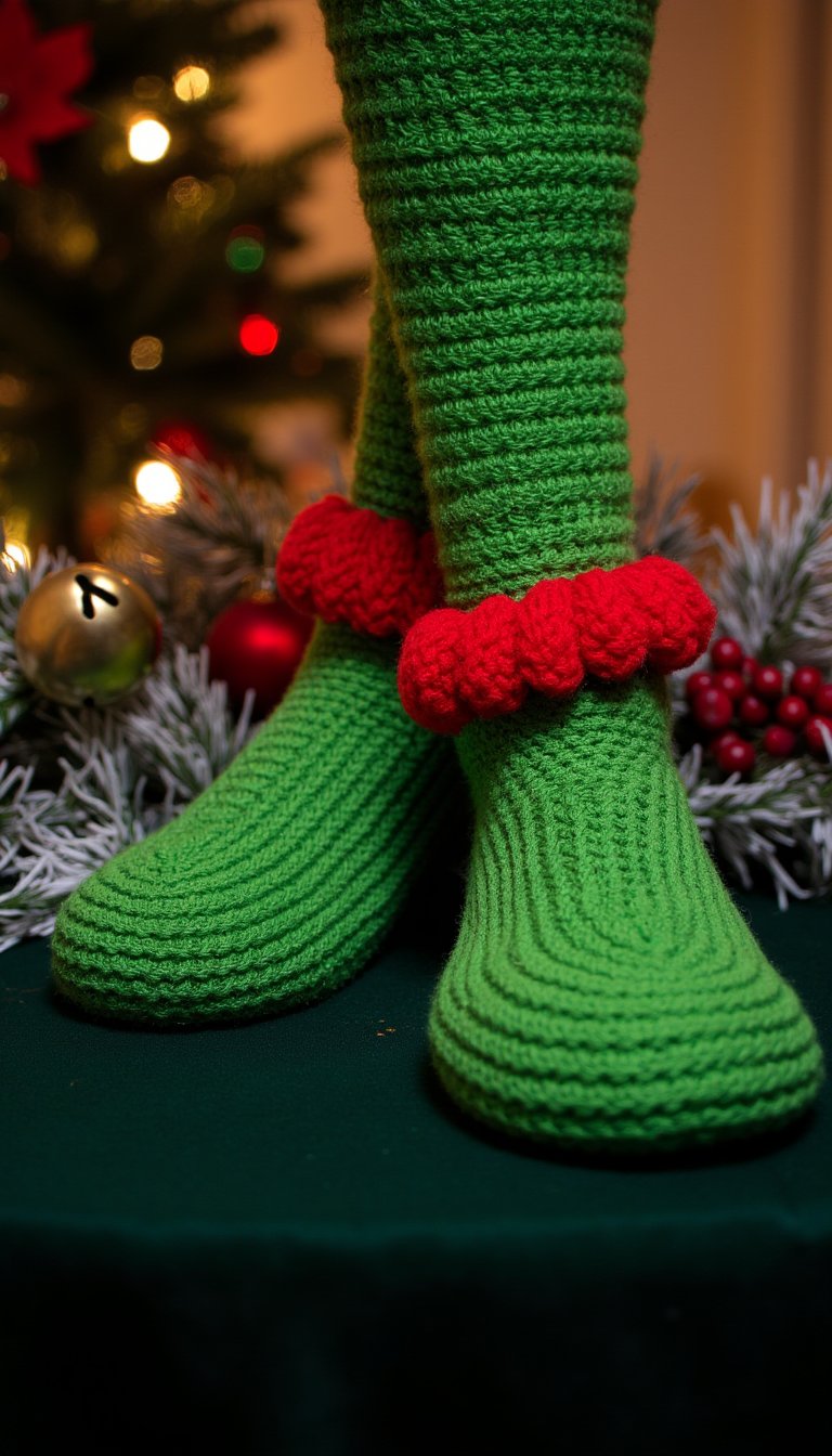 9. "Grinch Feet" Slipper Socks