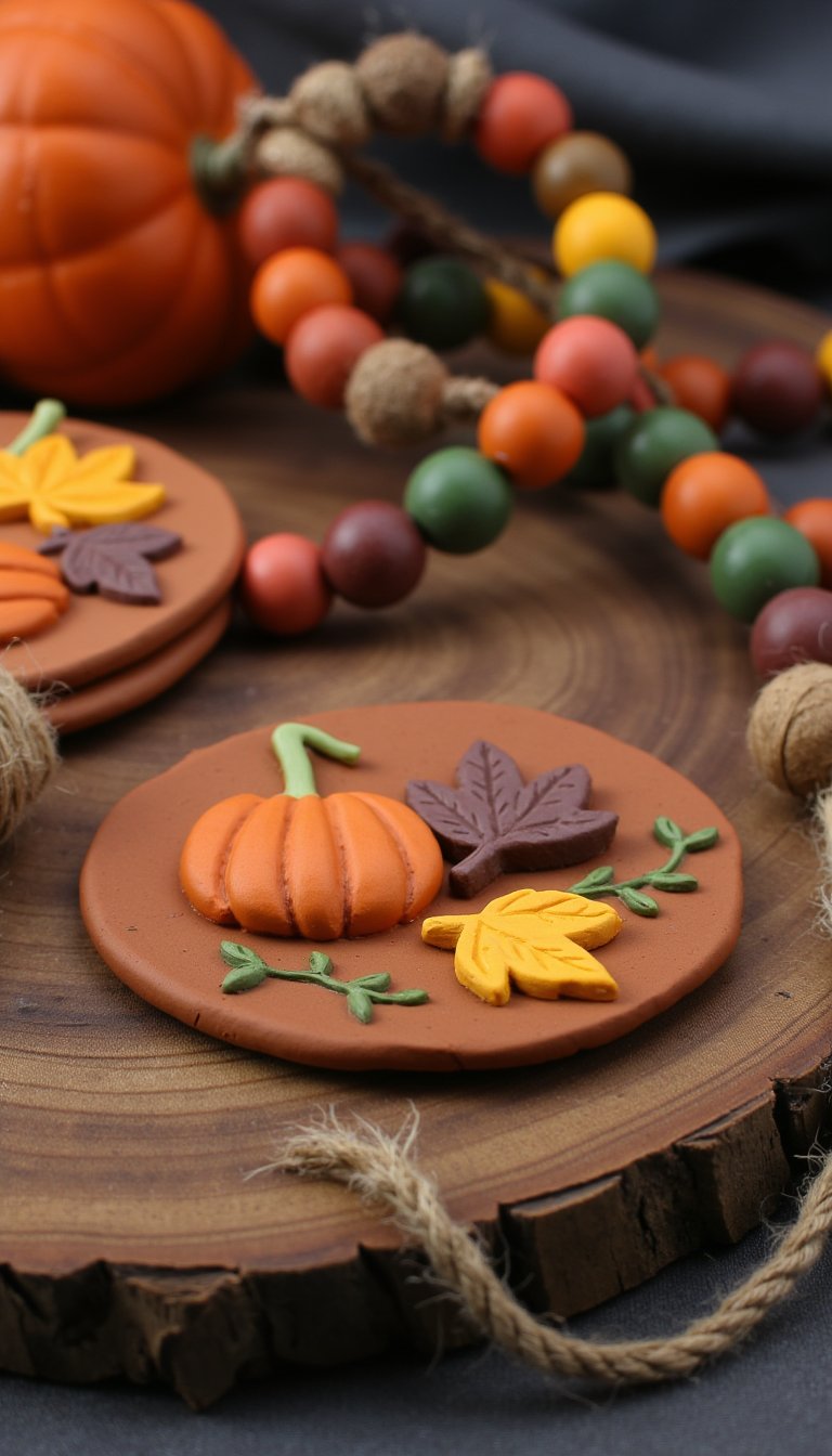 10. Festive Pumpkin Garland with Clay Beads