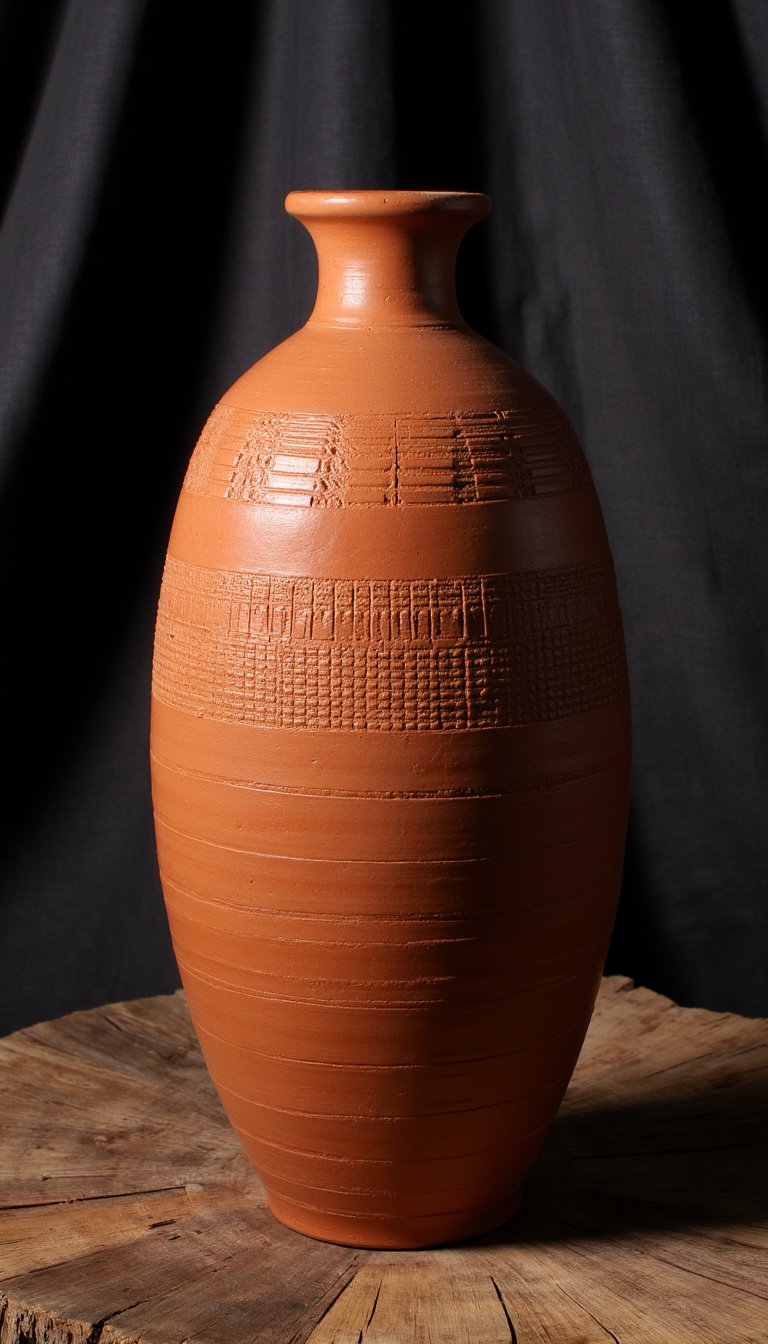 2. Coil-Built Textured Vase