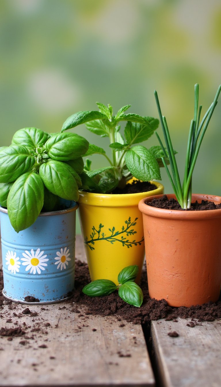 11. Upcycled Herb Planter Pots