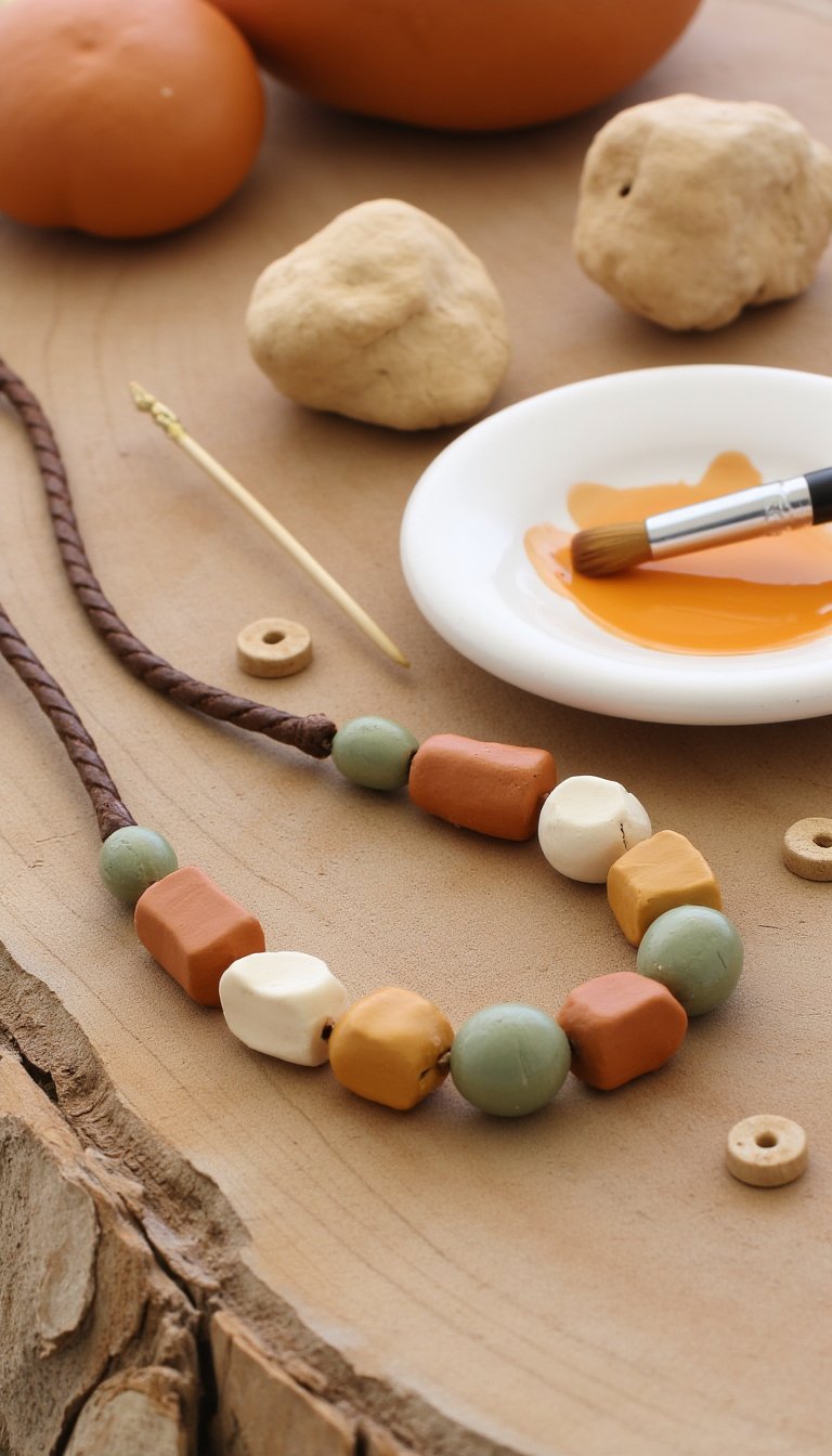 2. Boho-Inspired Clay Bead Necklace