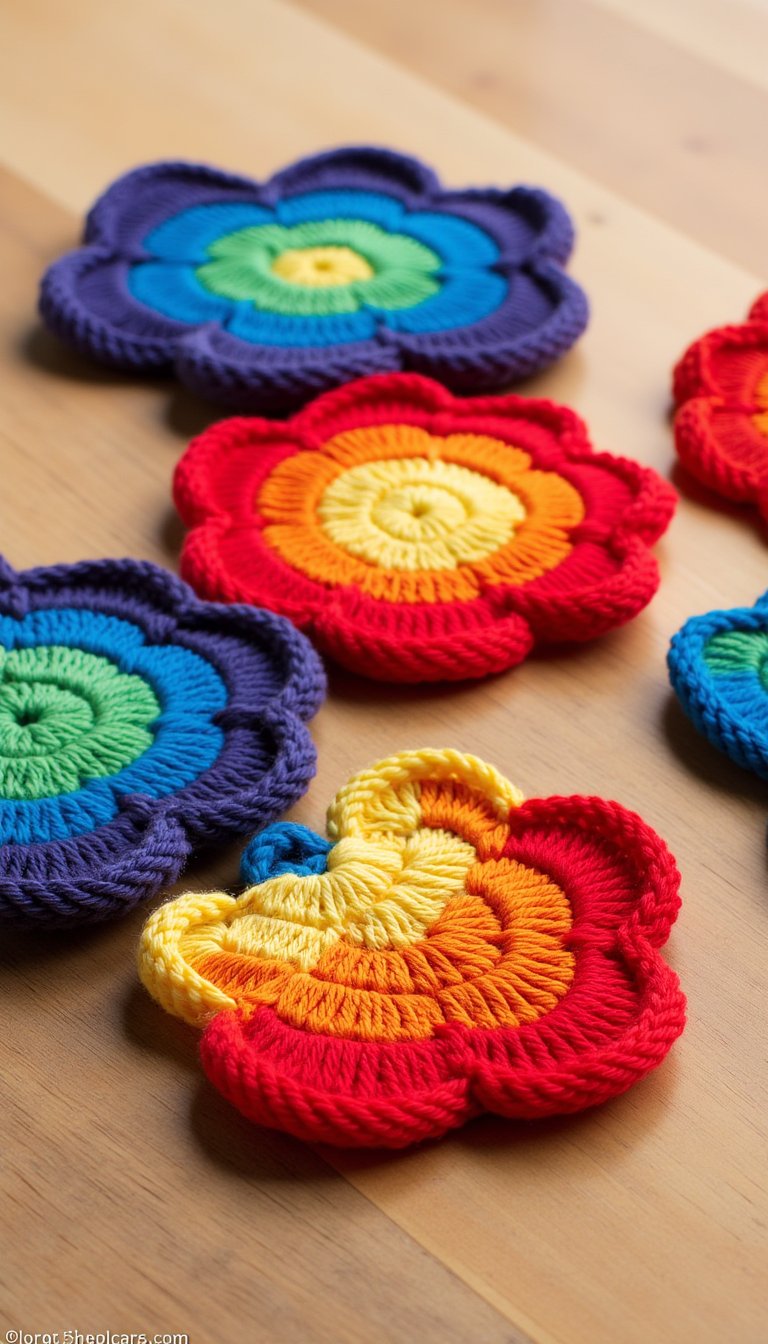 8. A Set of Playful Rainbow Coasters