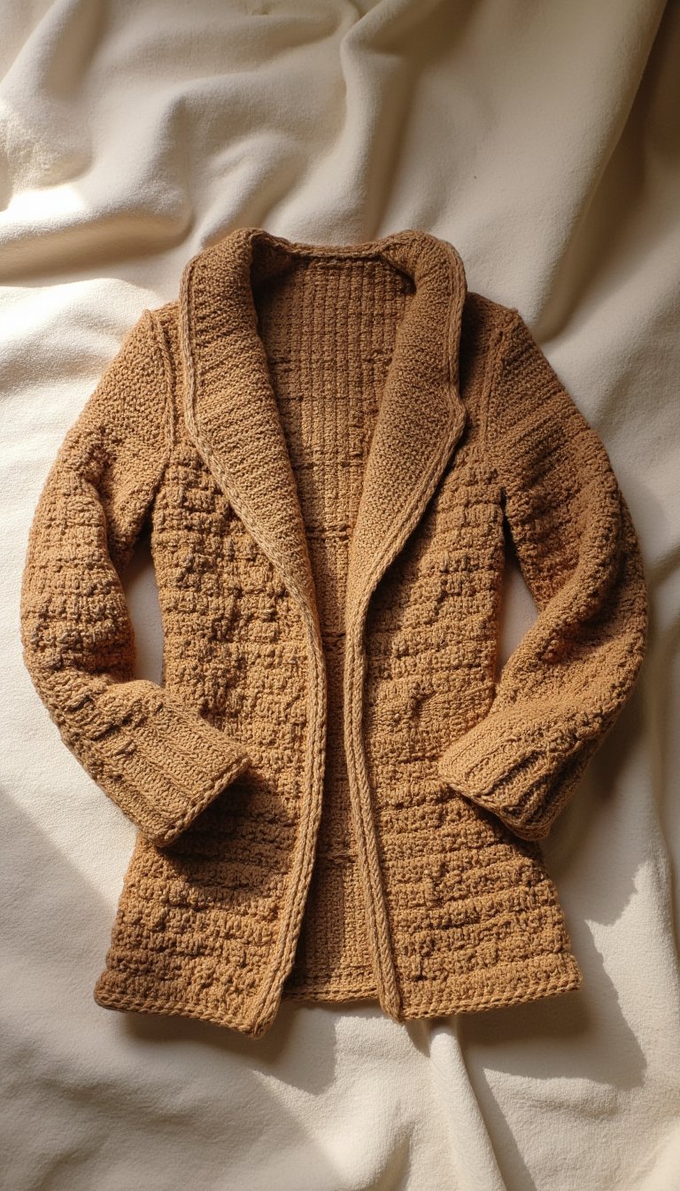 12. Textured Tunisian Crochet Cardigan
