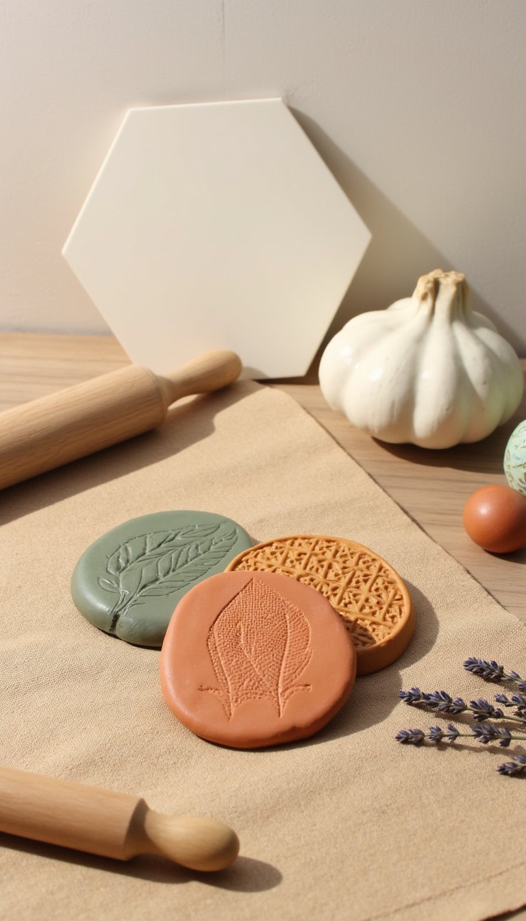 6. DIY Textured Clay Coasters