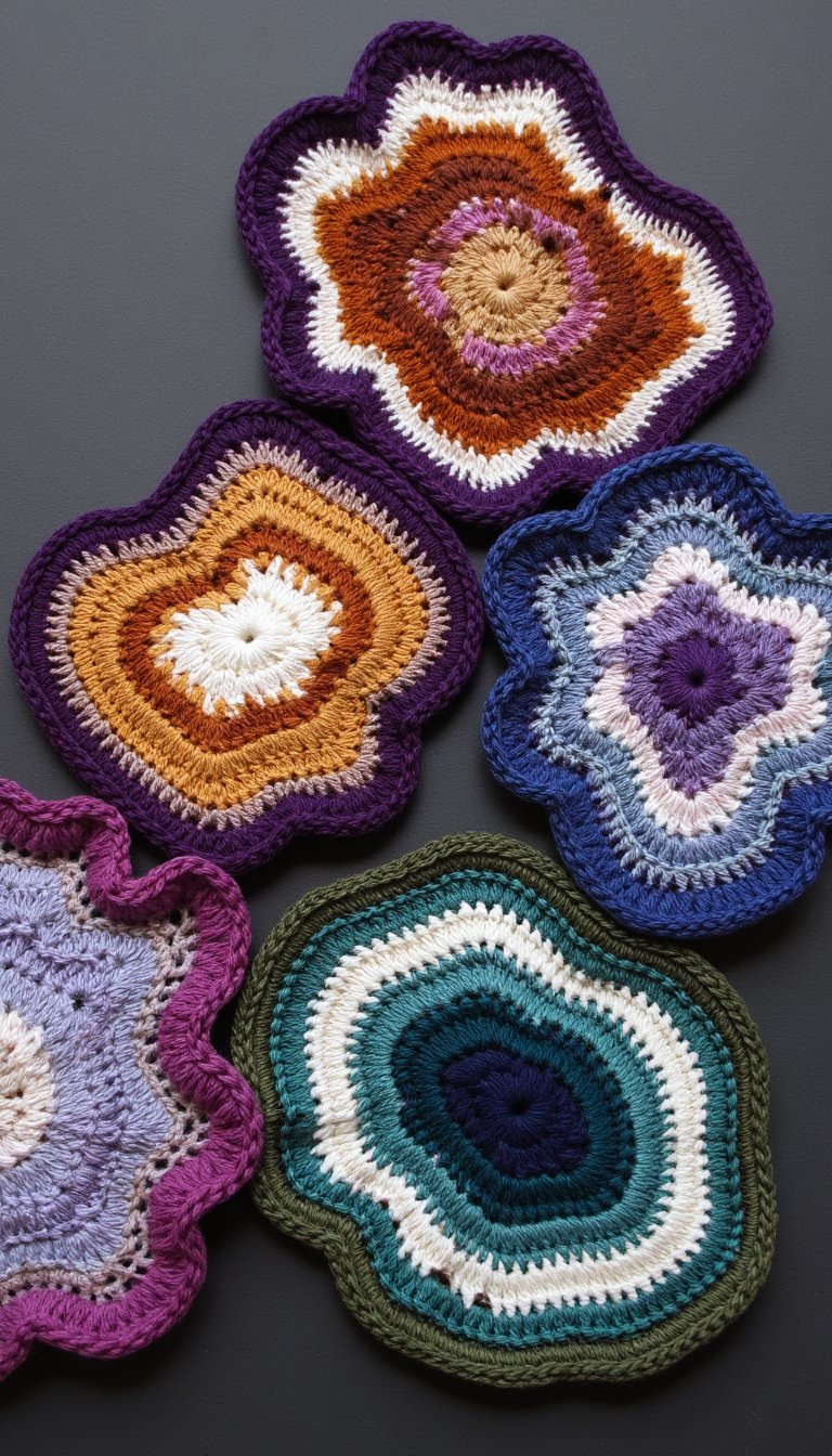 2. Crochet "Gemstone" Coasters & Trivets