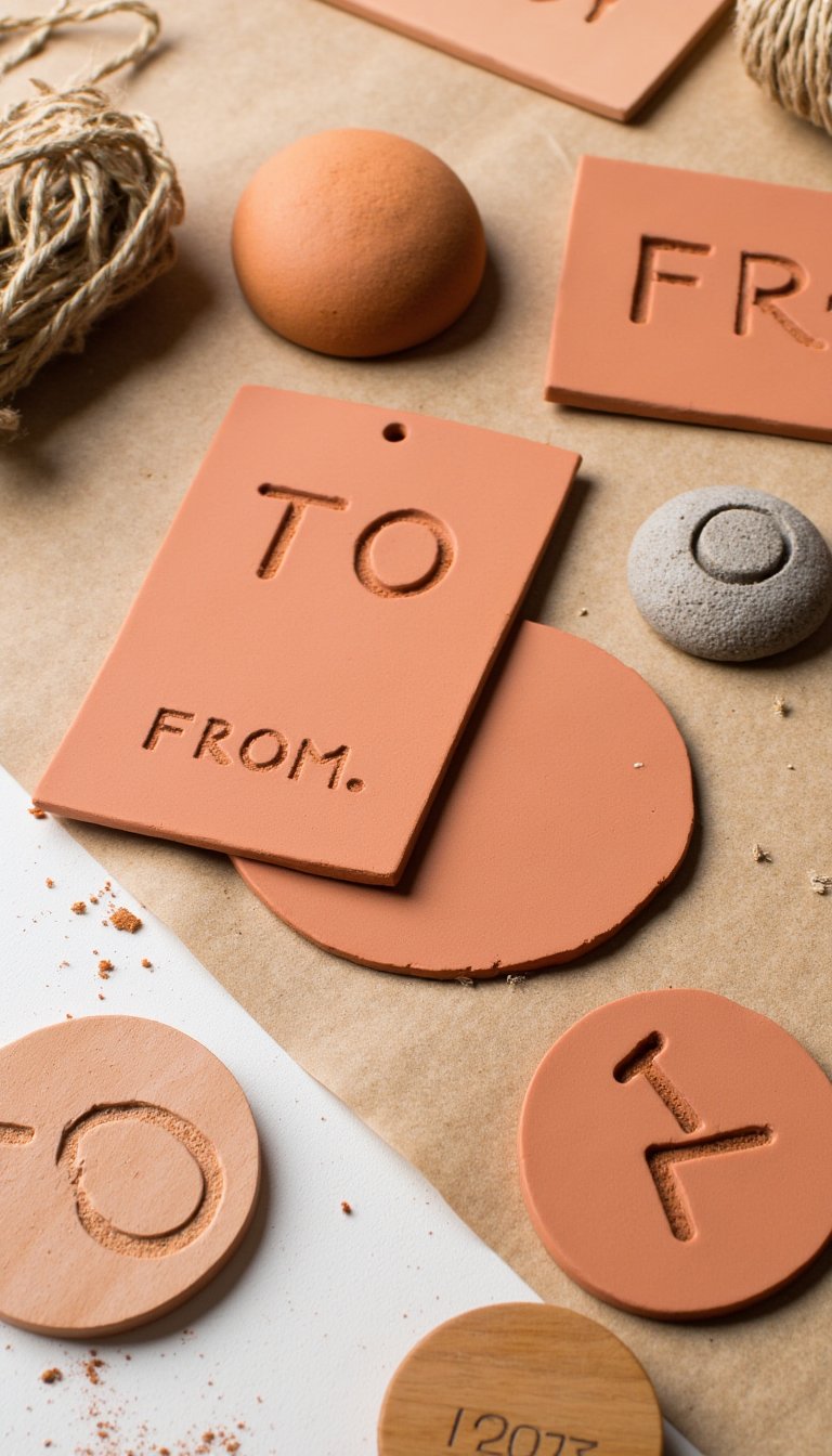 25. Stamped Clay Gift Tags