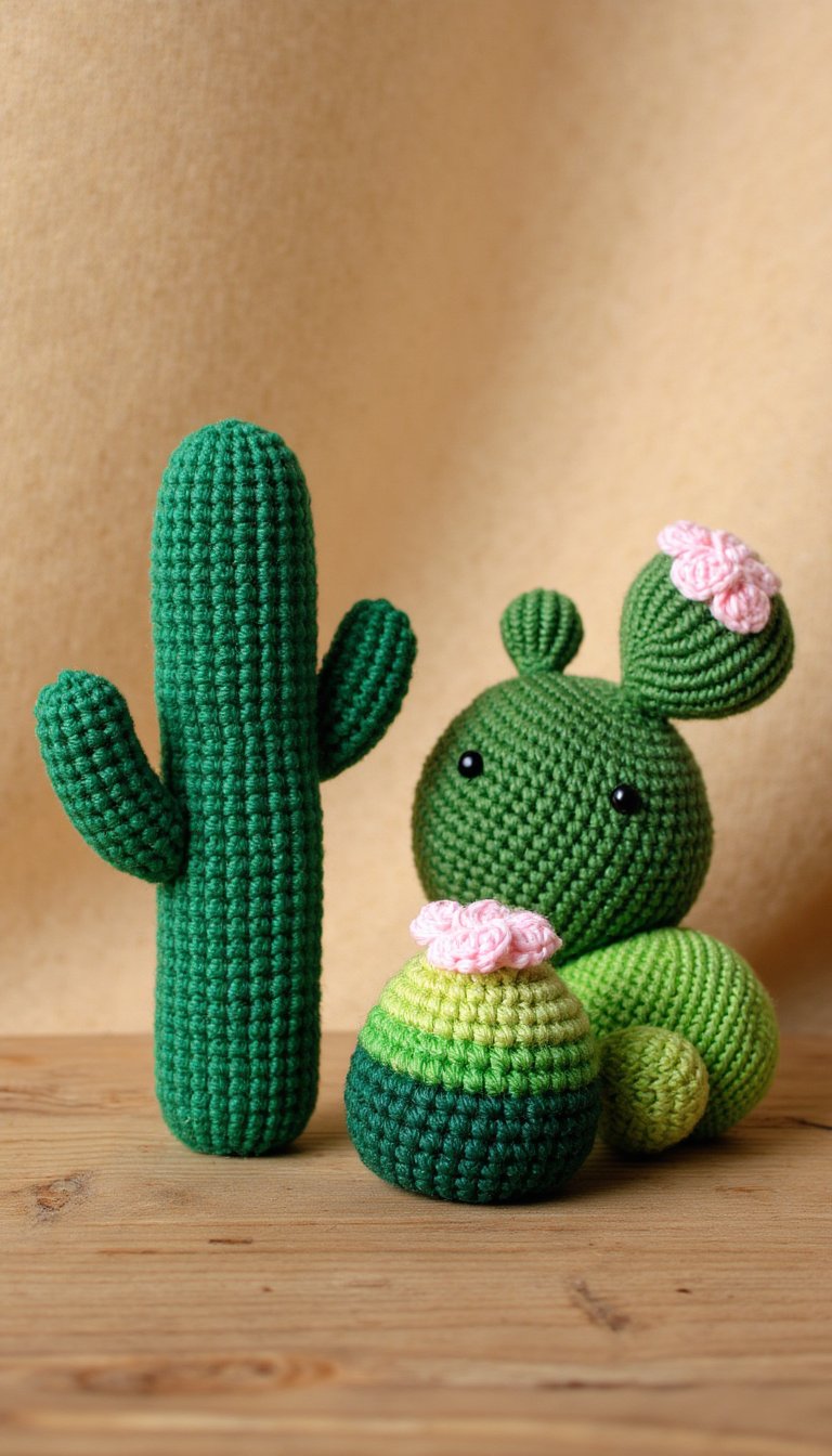 6. A Playful Cactus Amigurumi Trio