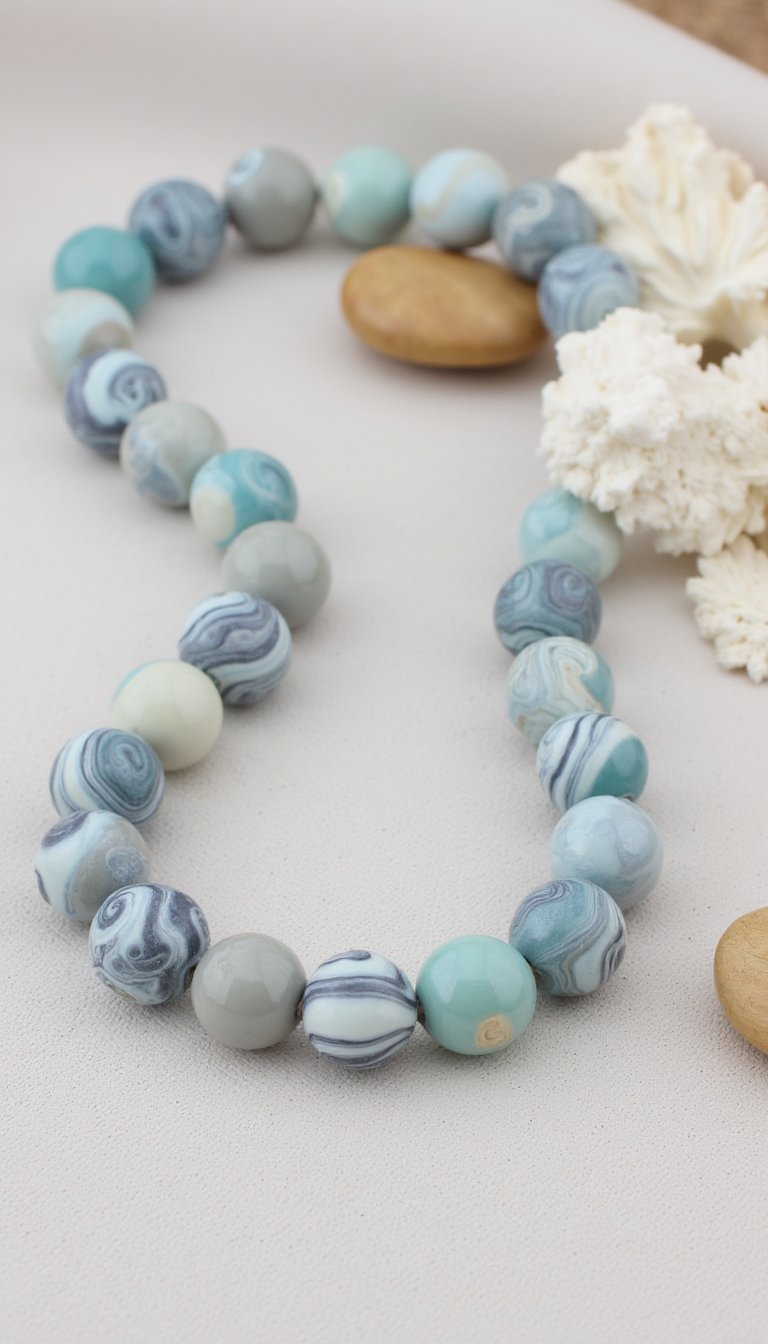 14. Marbled Ocean Clay Bead Garland