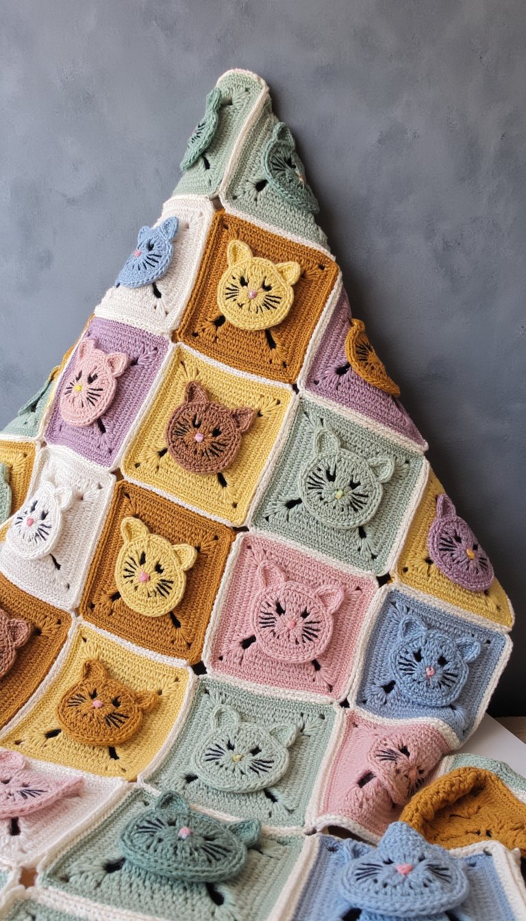 4. Granny Square Cat Blanket