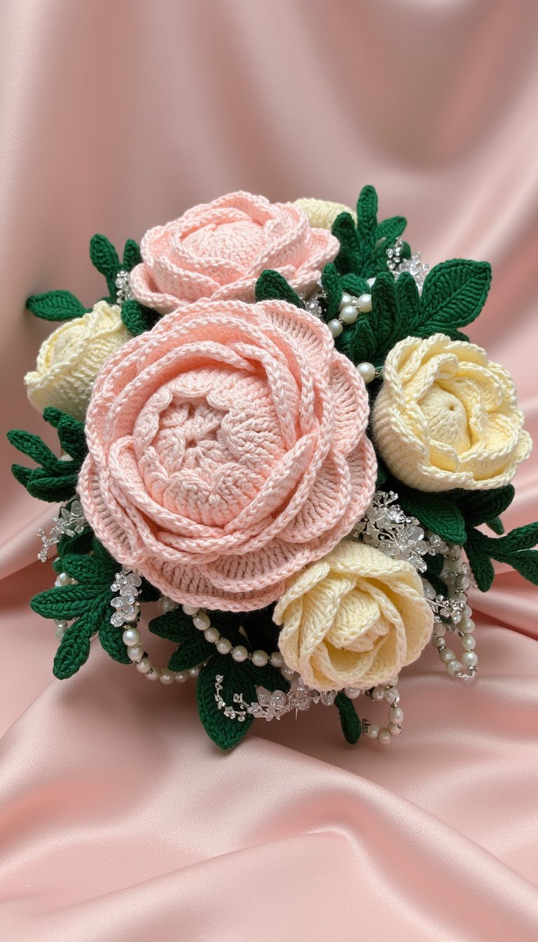 15. Wedding Bouquet with Pearls & Blush