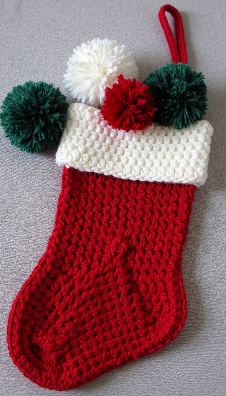 16. Christmas Stocking with Pompoms