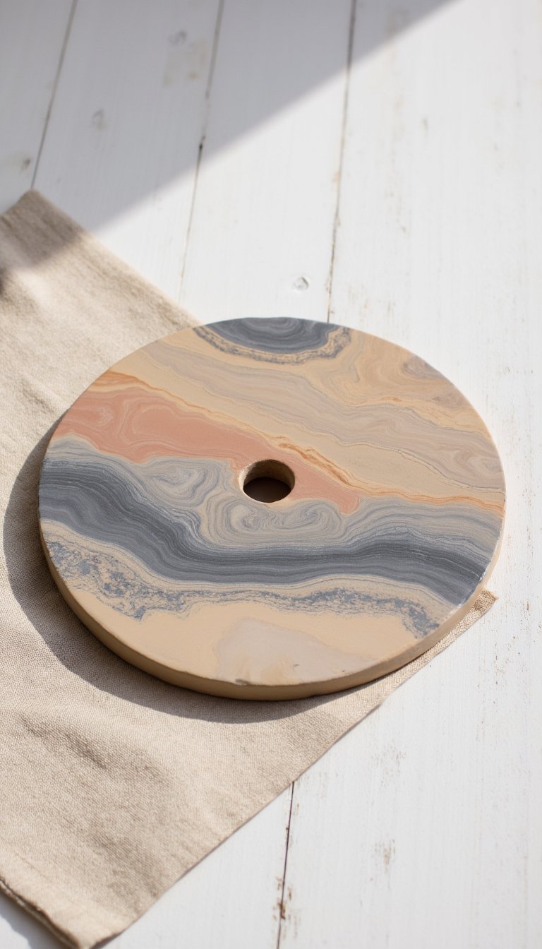 16. Swirled Clay Clock Face