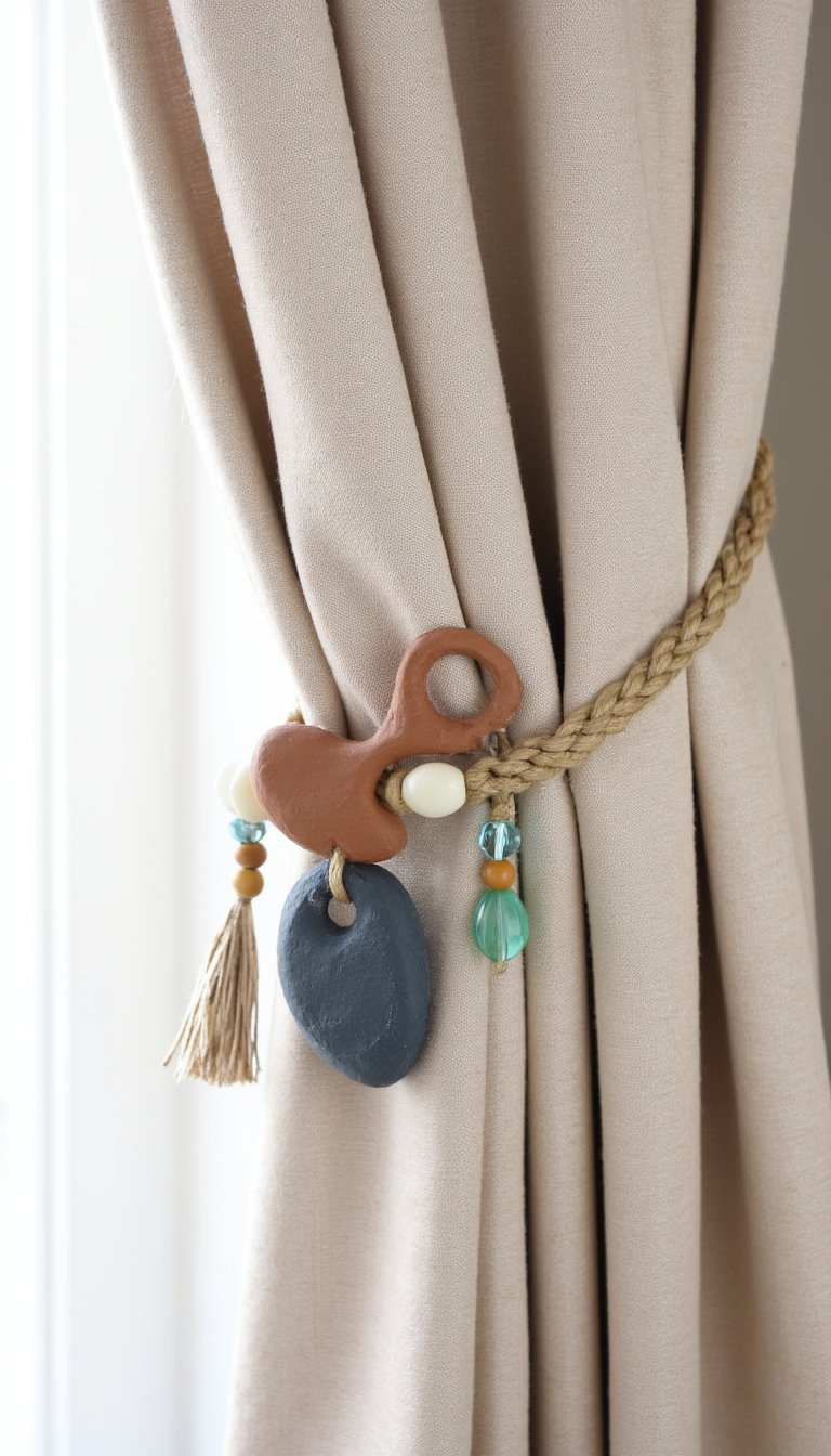 22. Rustic Beaded Curtain Tiebacks