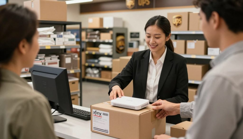 drop off Xfinity modem at UPS Store with prepaid shipping label