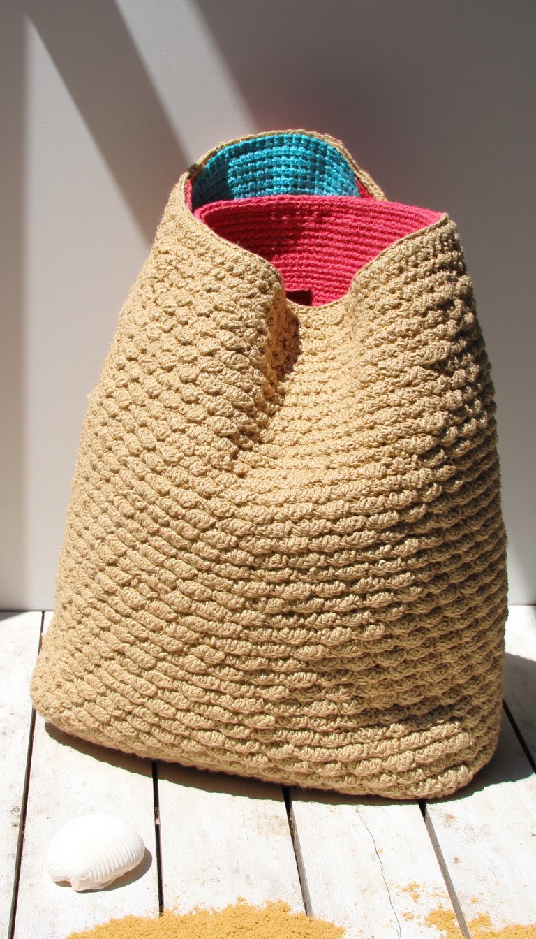 6. Roomy Shell Stitch Beach Bag