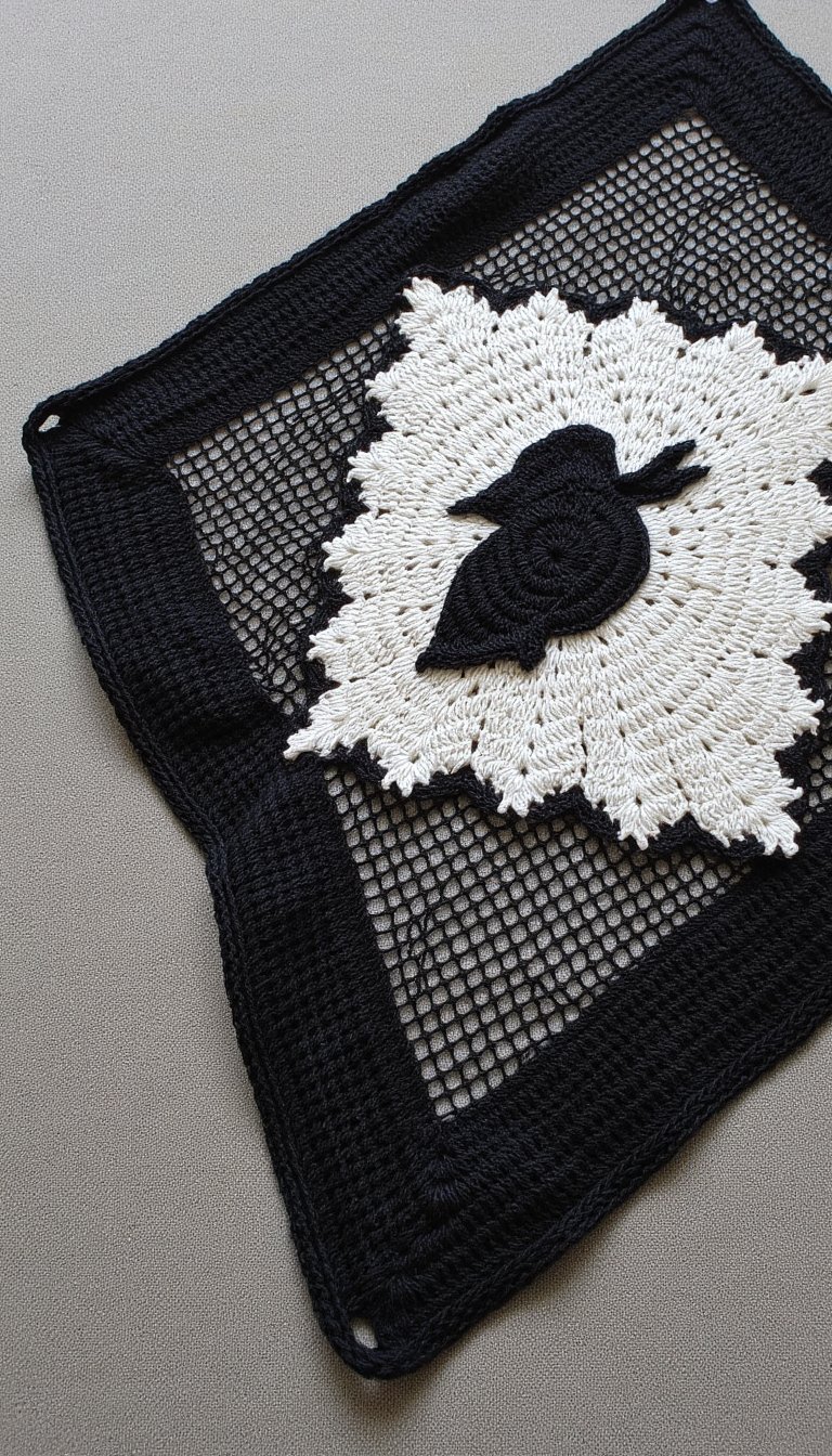 12. Intricate Filet Crochet Artwork