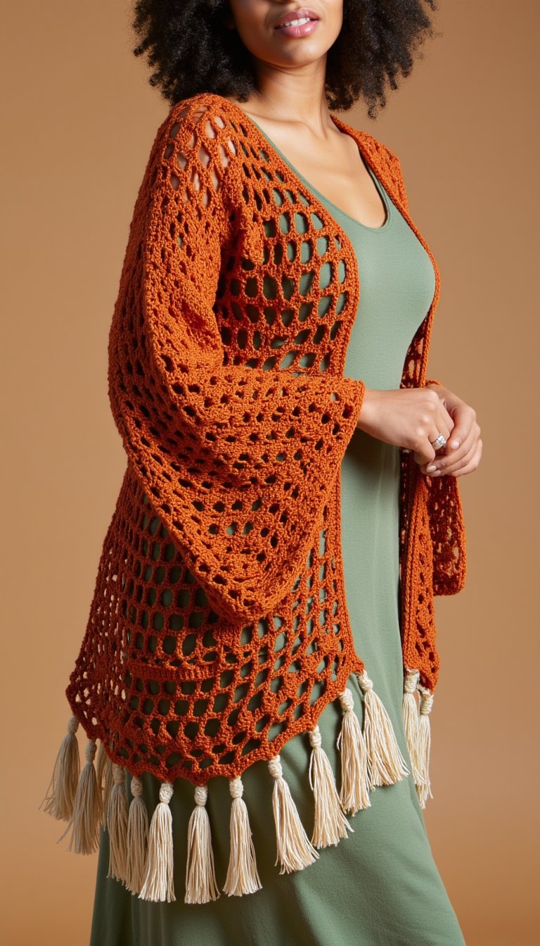 2. Boho-Chic Fringe Cardigan