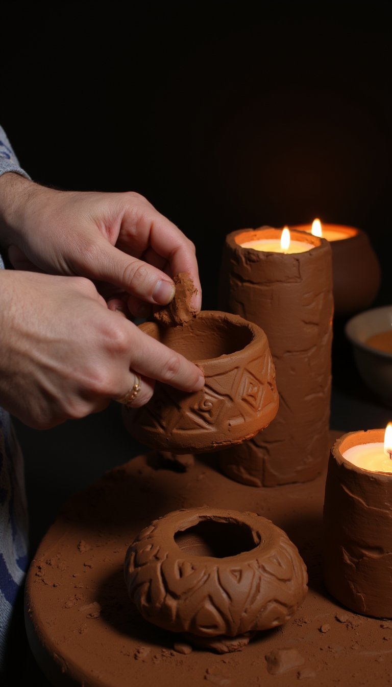 17. Craft Romantic Clay Candle Holders