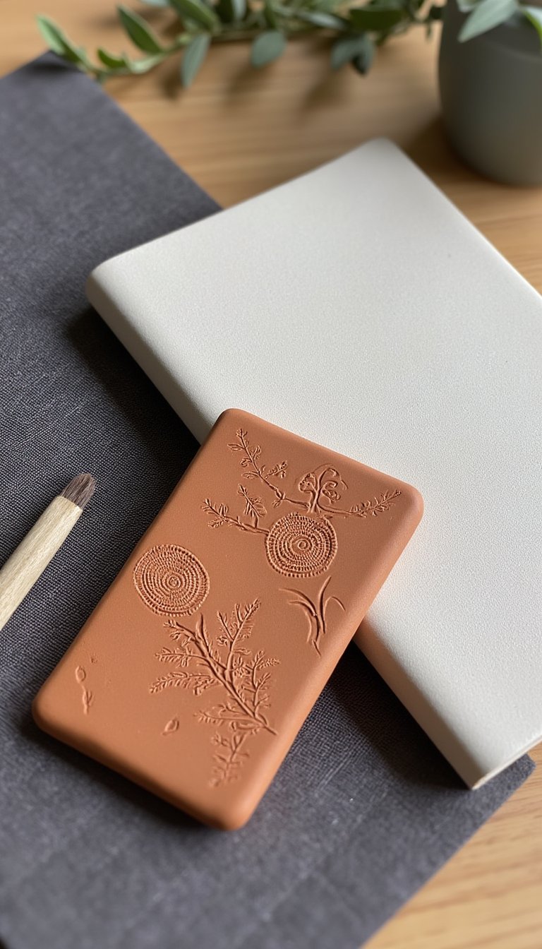 22. Embossed Clay Journal Cover