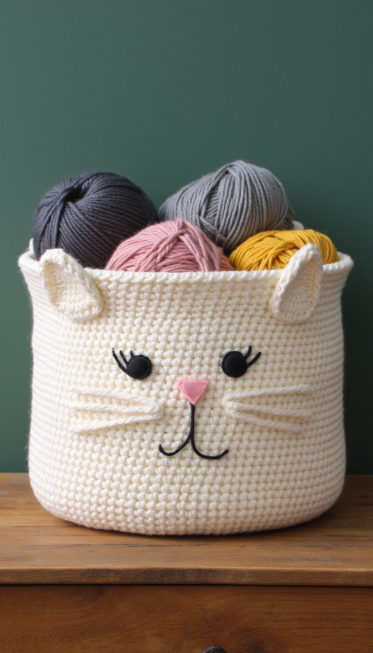 13. Storage Basket with Cat Face Details