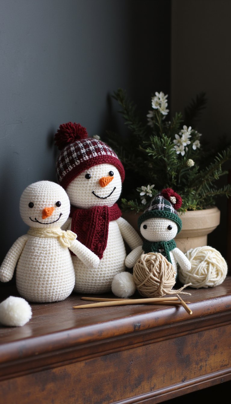 13. Amigurumi Snowman Family