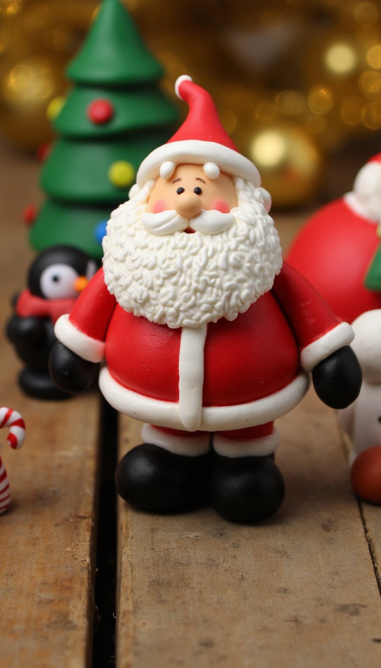 2. Whimsical Polymer Clay Santa