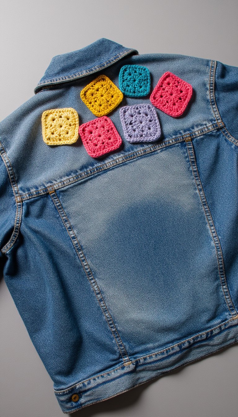12. Upcycled Denim Jacket Embellishment