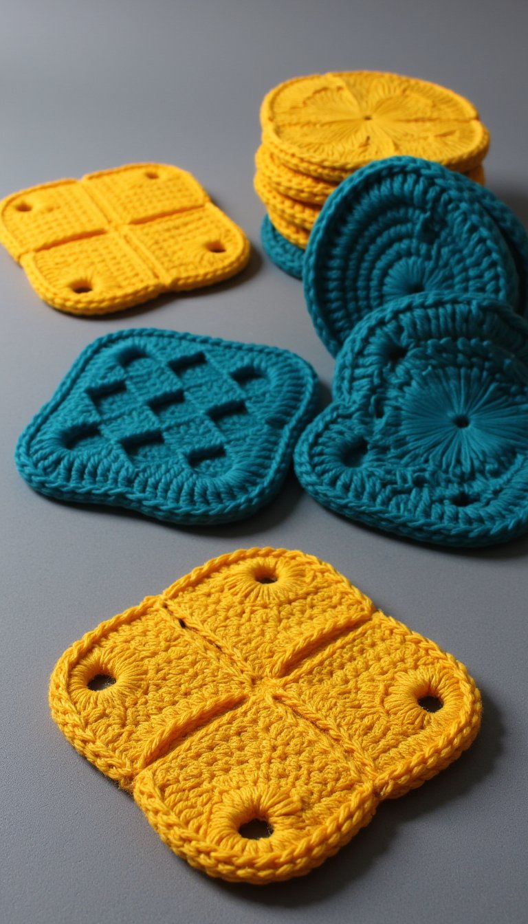 4. A Set of Waffle-Stitch Coasters