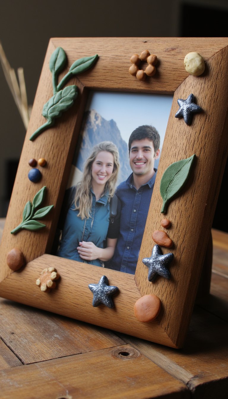 17. Clay-Embellished Picture Frame for a Favorite Photo