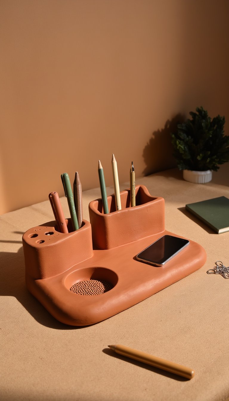 28. Desk Organizer with Built-in Pen Slots