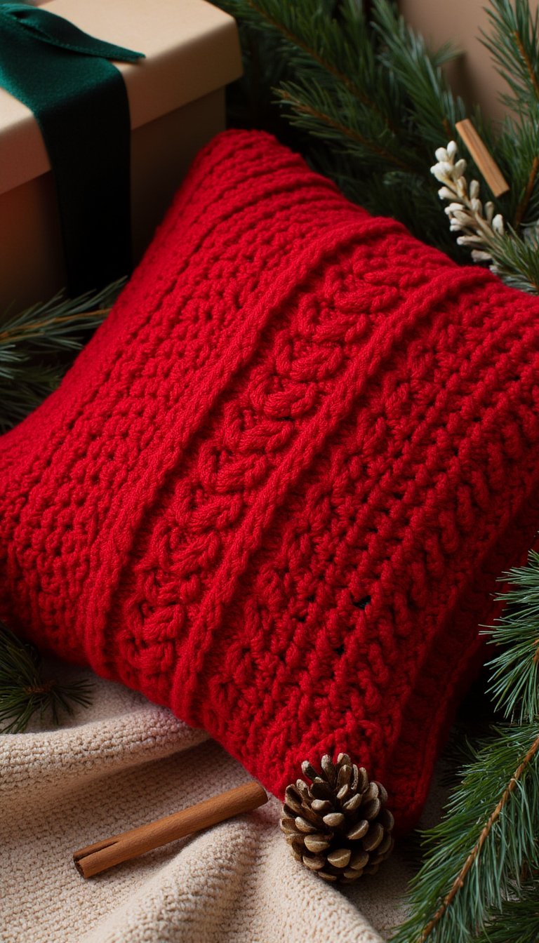 8. Textured Wheat-Stitch Pillow Cover