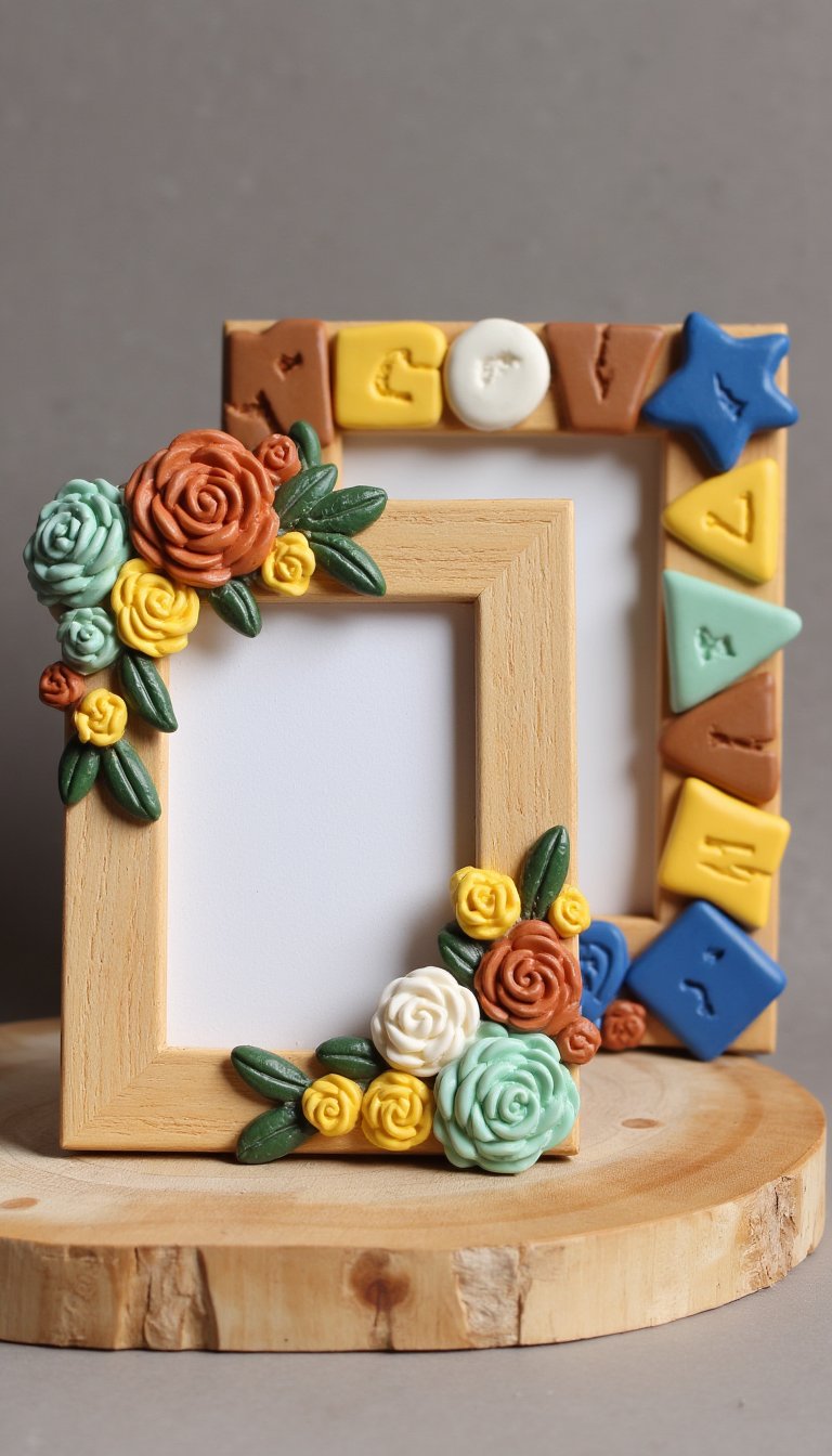 24. Photo Frames with Clay Embellishments