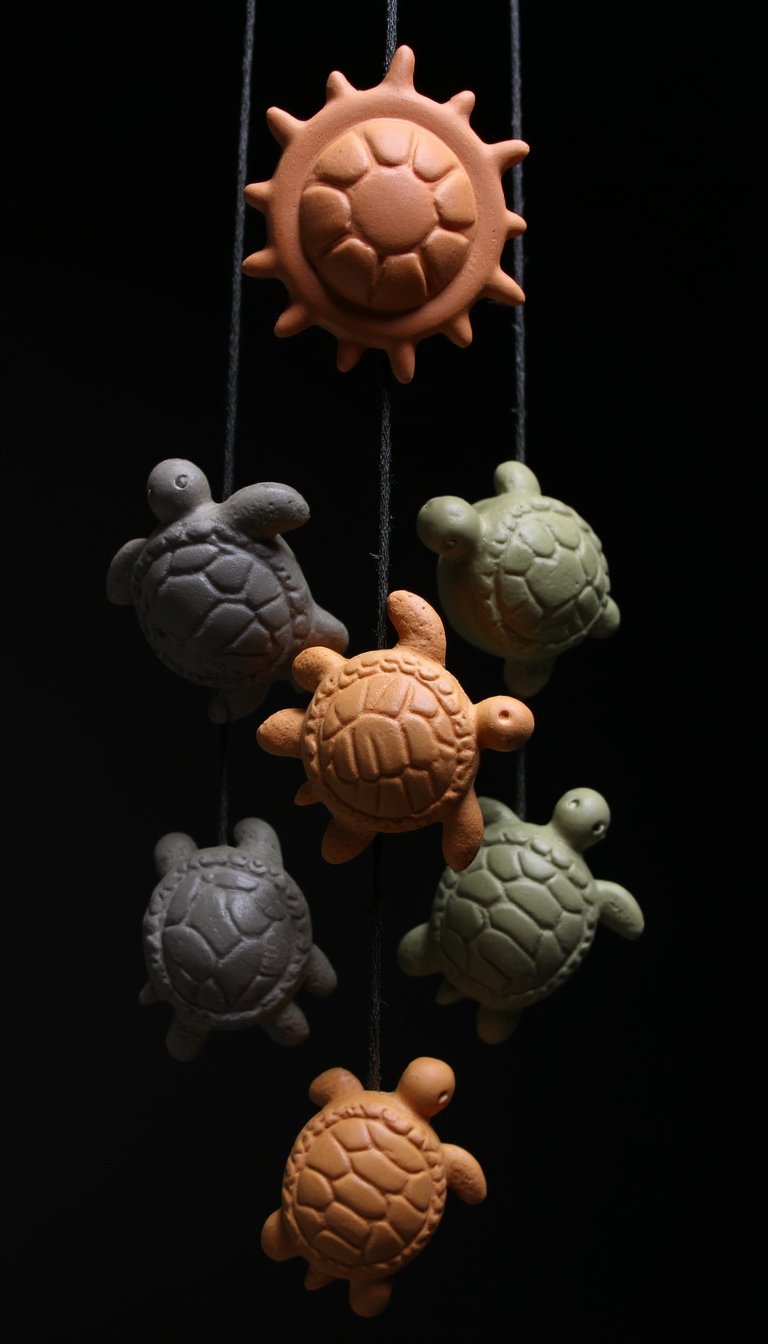 10. Harmonious Clay Turtle Wind Chime