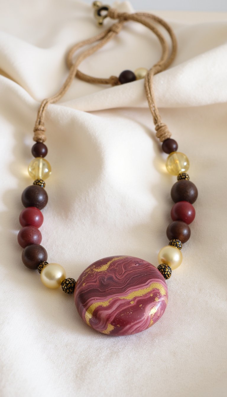 3. Beaded Polymer Clay Statement Necklace