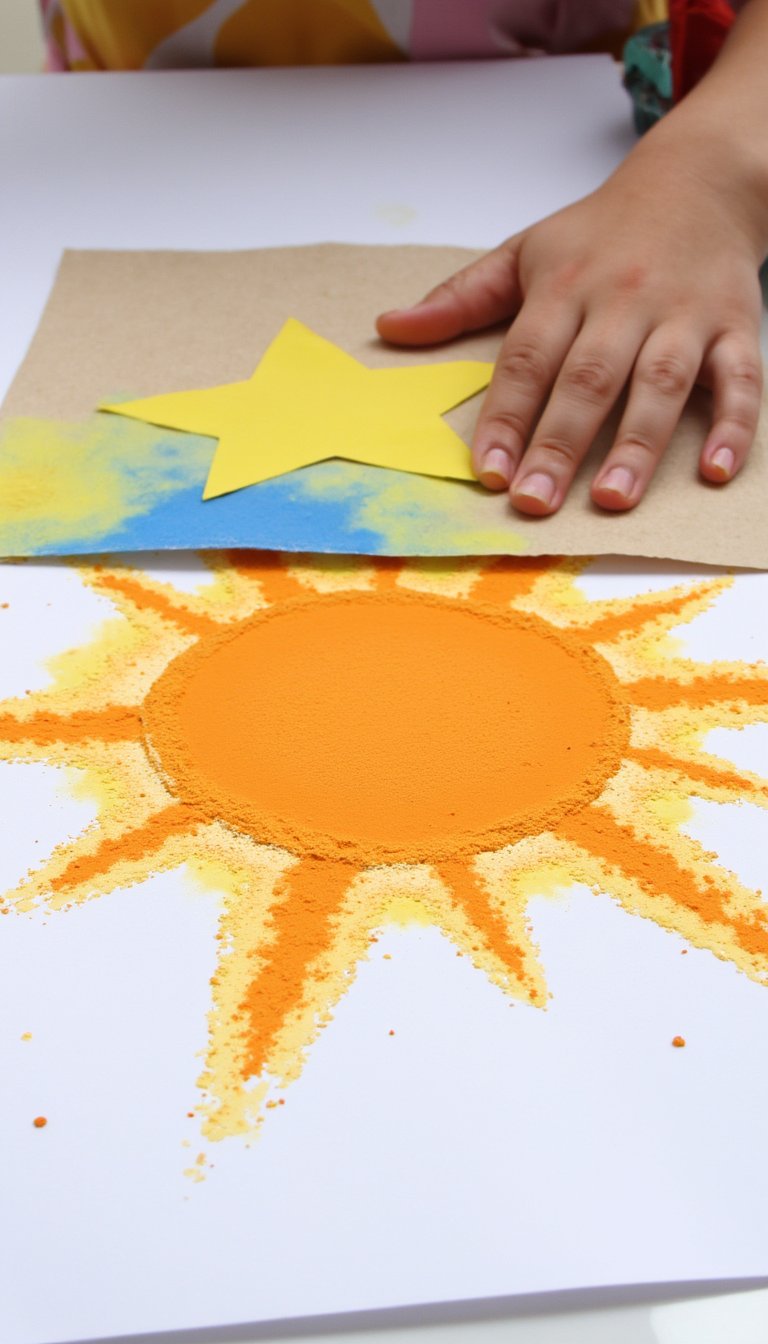 6. Sandpaper & Chalk Sun Prints
