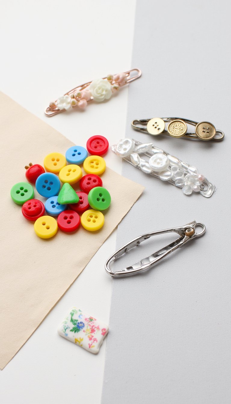 10. Playful Button Hair Clips or Barrettes
