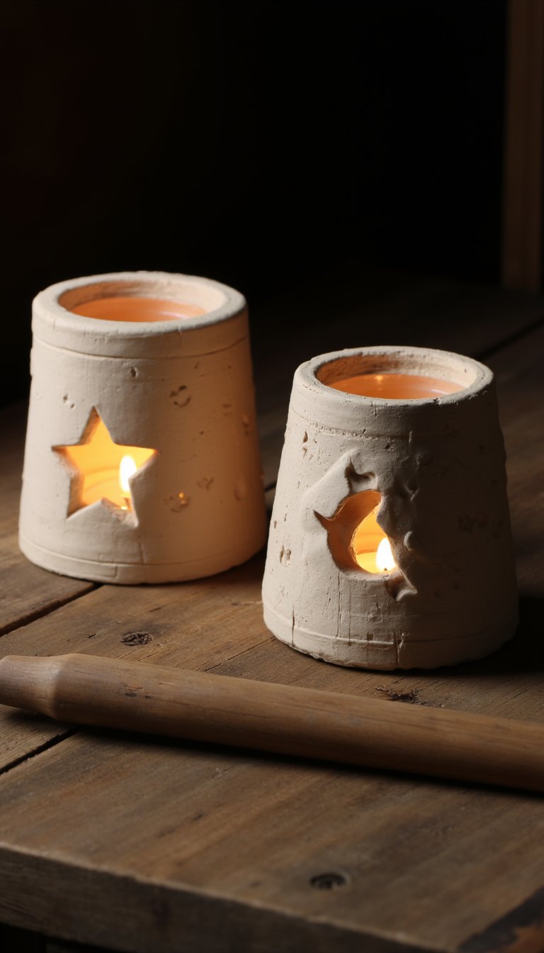 17. Clay Candle Holders