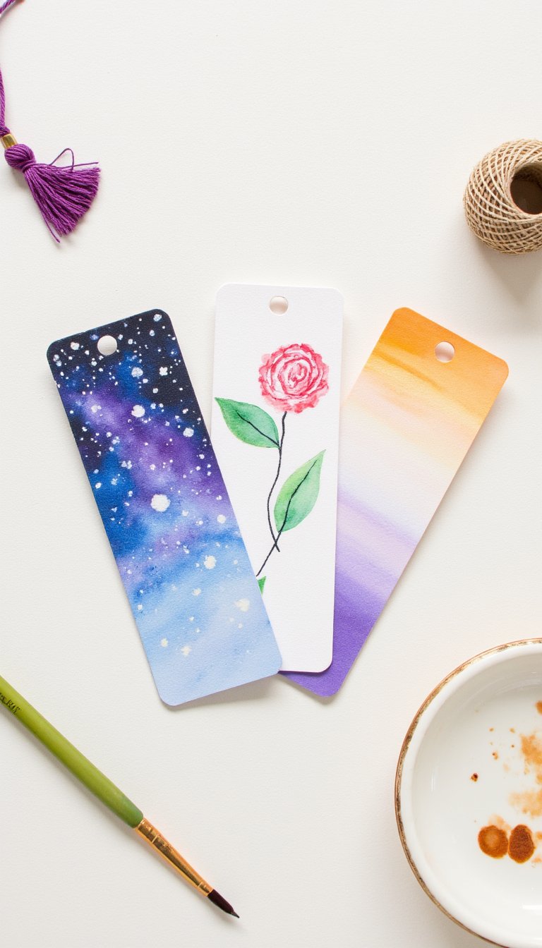 13. Mini Watercolor Bookmarks