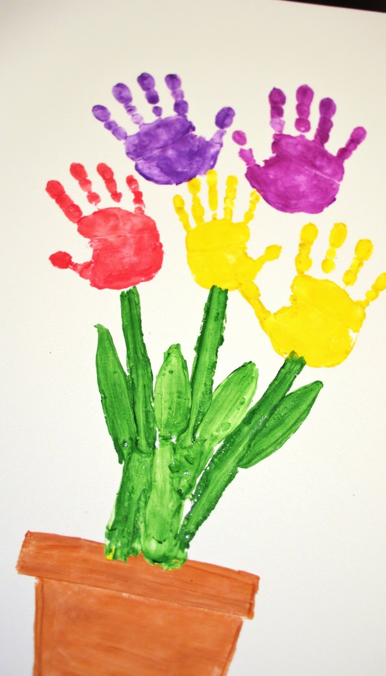 3. Handprint Tulips in a Painted Pot