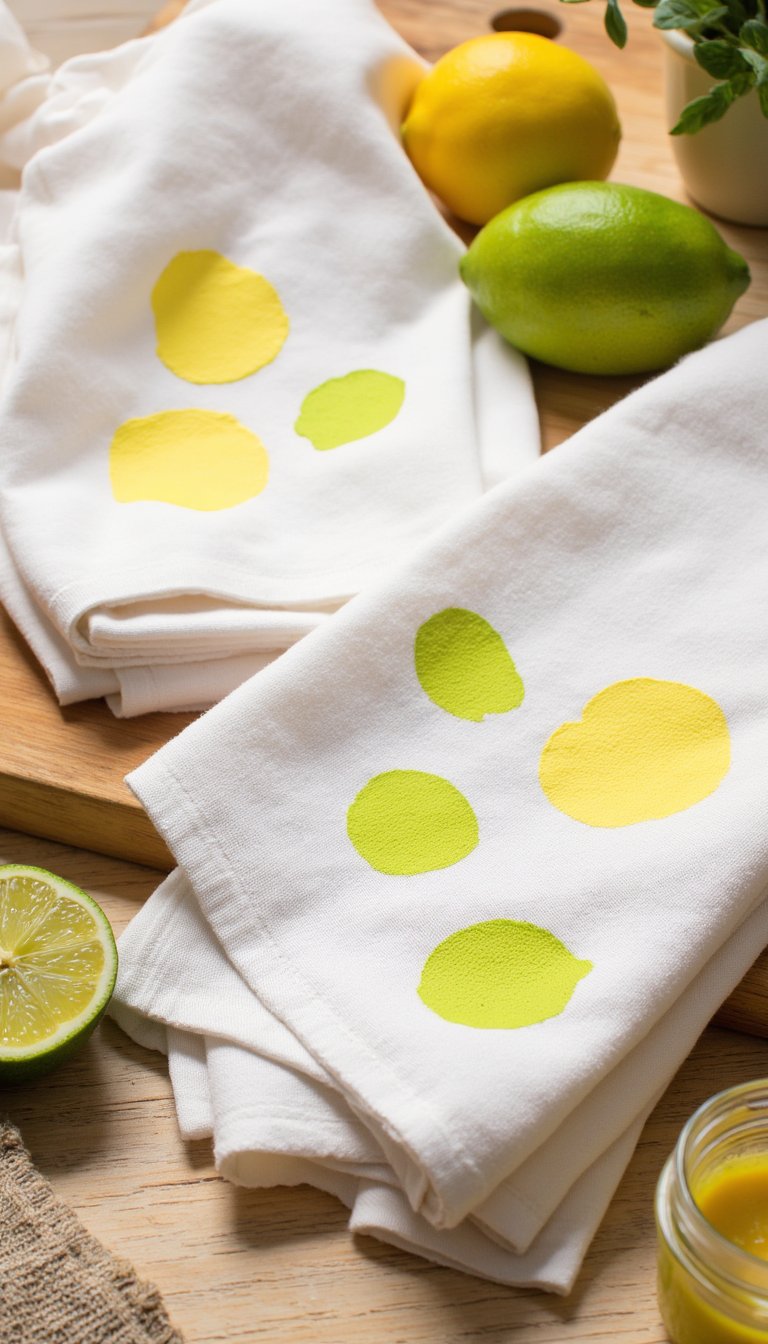 12. Lemon & Lime Stamp Tea Towels