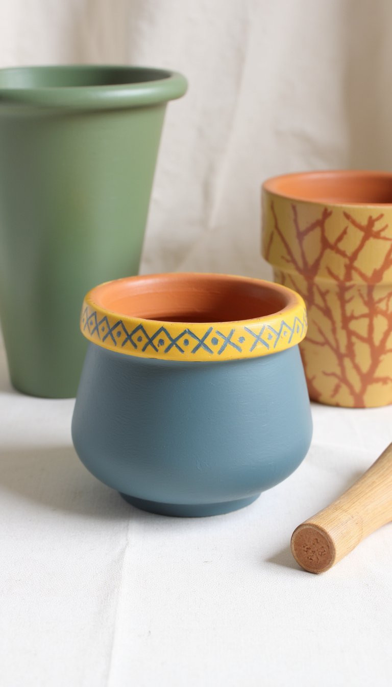 9. Stamped or Painted Terracotta Pots